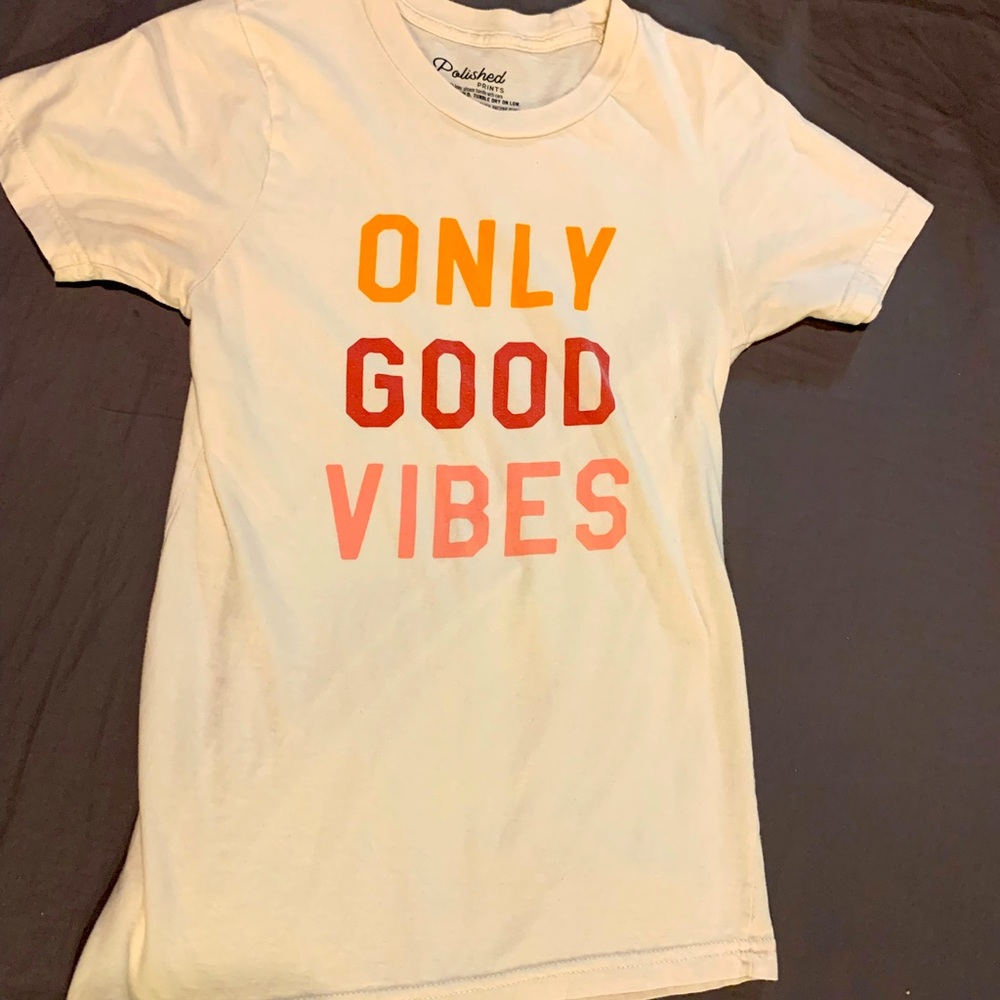 Polished Prints T-shirt, natural white with color lettering, xs fits like small